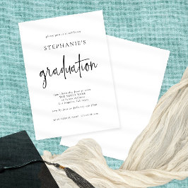 Convite Script Simples Preto Branco Qualquer Graduação De 