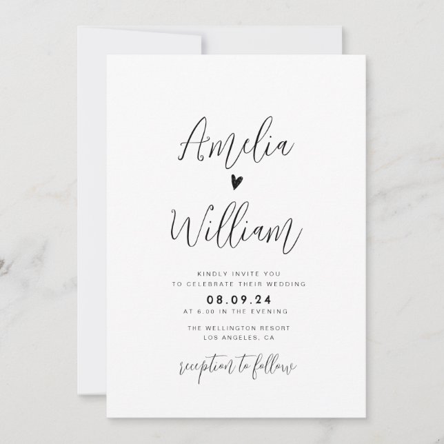 Convite script simples tudo em um casamento de código QR (Frente)