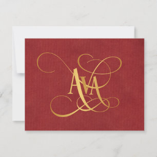 Convite Script suave personalizado Ava Dourado no vermelho