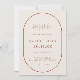 Convite Script Terracotta de Casamento de Arch Duplo