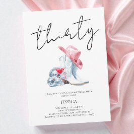 Convite Script Thirty Western Cowgirl 30th Birthday Party