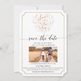 Convite Script Typografia Love in Air Dourado Save Date (O