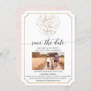 Convite Script Typografia Love in Air Dourado Save Date (O