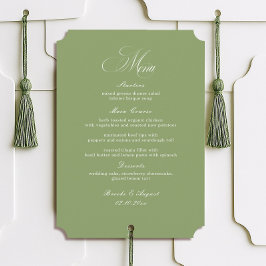 Convite Script Typography Sage Green Wedding Menu Card