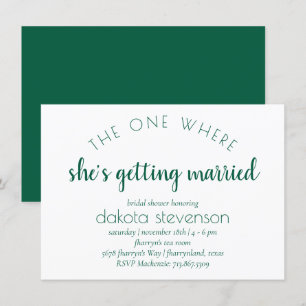 Convite Script Verde Simples Um Onde Ela Se Casou