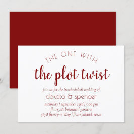 Convite Script vermelho simples | Um com Torção de Plot de