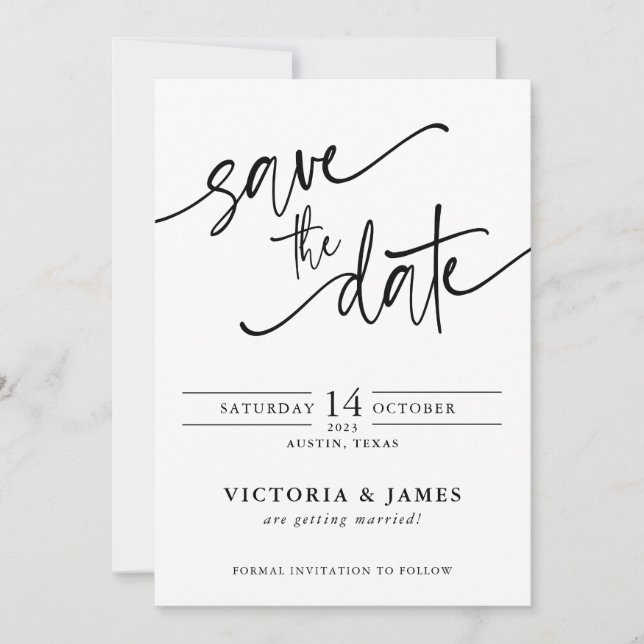 Convite Script Wedding Salvar a Data (Frente)