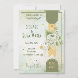 Convite Script Whimsical | Casamento Casual Verde Sage