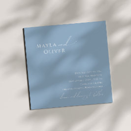 Convite Script Whimsical | Casamento Dusty Blue Square