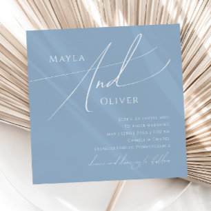 Convite Script Whimsical   Casamento Dusty Blue Square