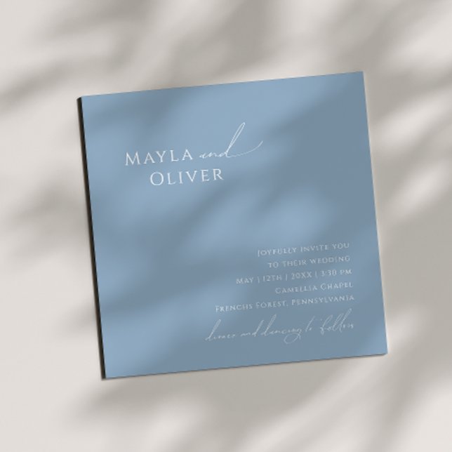 Convite Script Whimsical | Casamento Dusty Blue Square (Criador carregado)