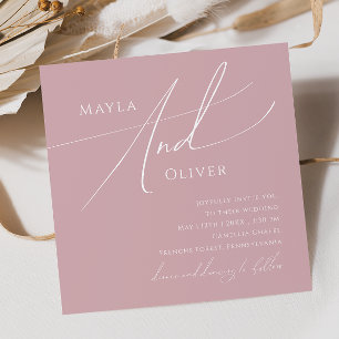 Convite Script Whimsical   Casamento Dusty Rosa Square