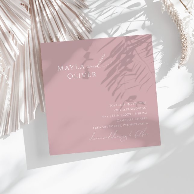 Convite Script Whimsical | Casamento Dusty Rosa Square (Criador carregado)