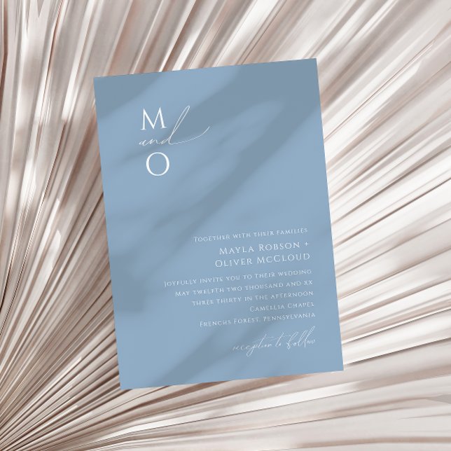 Convite Script Whimsical | Casamento por Monograma Azul Du (Criador carregado)