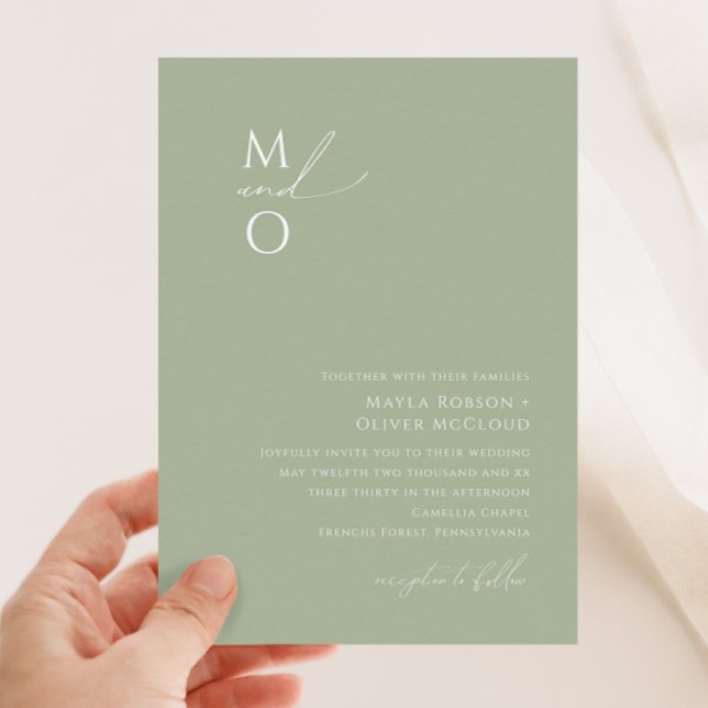 Convite Script Whimsical | Casamento por Monograma Verde S (Criador carregado)