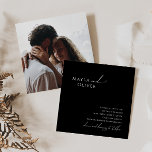 Convite Script Whimsical | Casamento Quadrado de Foto Pret<br><div class="desc">Este guião caprichoso | o convite de casamento preto fotoquadrado é perfeito para o seu casamento clássico, simples, preto e branco, e mínimo moderno de boho. A design apresenta uma caligrafia elegante, delicada e romântica escrita à mão com tipografia formal do chique. O olhar vai correr bem em qualquer época...</div>