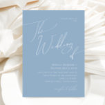 Convite Script Whimsical | Dusty Blue Casamento de<br><div class="desc">Apresentando nossa impressionante escrita caprichosa | azul empoeirado o casamento do convite perfeito para a sua simples celebração do primavera boho. Nosso elegante design inclui uma paleta de cores vibrante brilhante e pastel com um script de caligrafia quic vintage. Quer você prefira um estilo minimalista ou clássico, nosso produto editável...</div>