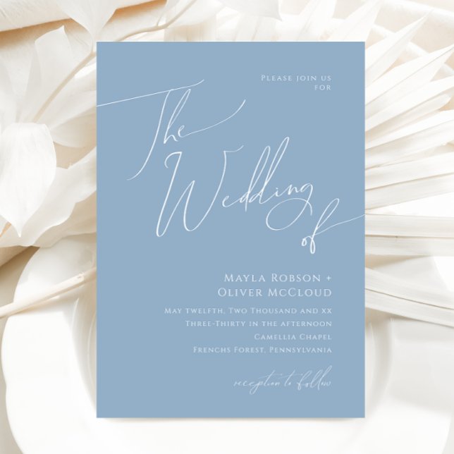 Convite Script Whimsical | Dusty Blue Casamento de (Criador carregado)