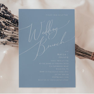 Convite Script Whimsical   Dusty Blue Wedch Brunch