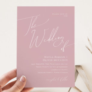 Convite Script Whimsical   Dusty Rosa O Casamento De