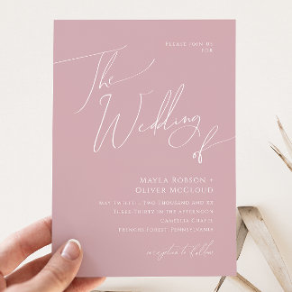 Convite Script Whimsical | Dusty Rosa O Casamento De