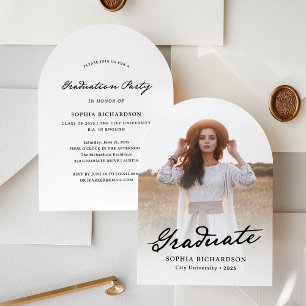 Convite Script Whimsical Festa de formatura de Foto Chic
