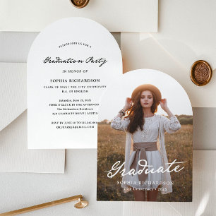 Convite Script Whimsical Festa de formatura de Foto Chic
