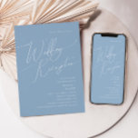Convite Script Whimsical | Recepção de casamento azul poei<br><div class="desc">Apresentando nossa impressionante escrita caprichosa | convite à recepção de casamento azul empoeirado perfeito para a sua simples celebração do primavera boho moderno. Nosso elegante design inclui uma paleta de cores vibrante brilhante e pastel com um script de caligrafia quic vintage. Quer você prefira um estilo minimalista ou clássico, nosso...</div>