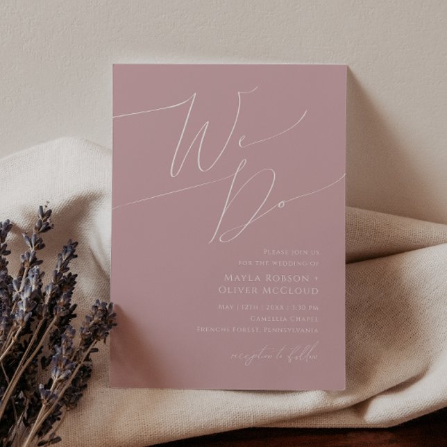 Convite Script Whimsical | Rosa Dusty Fazemos Casamento (Criador carregado)