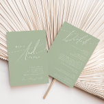 Convite Script Whimsical | Sage Green All In One Wedding<br><div class="desc">Apresentando nossa impressionante escrita caprichosa | sábio verde tudo em um convite perfeito para sua simples celebração do primavera boho moderno. Nosso elegante design inclui uma paleta de cores vibrante brilhante e pastel com um script de caligrafia quic vintage. Quer você prefira um estilo minimalista ou clássico, nosso produto editável...</div>
