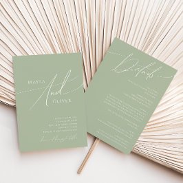 Convite Script Whimsical | Sage Green All In One Wedding