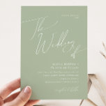 Convite Script Whimsical | Sage Green Casamento De<br><div class="desc">Apresentando nossa impressionante escrita caprichosa | sage green o casamento de convite perfeito para a sua simples celebração do primavera boho. Nosso elegante design inclui uma paleta de cores vibrante brilhante e pastel com um script de caligrafia quic vintage. Quer você prefira um estilo minimalista ou clássico, nosso produto editável...</div>
