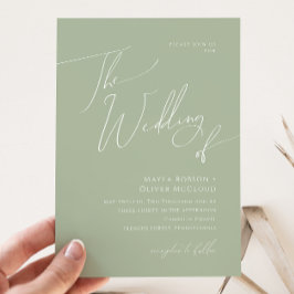 Convite Script Whimsical | Sage Green Casamento De