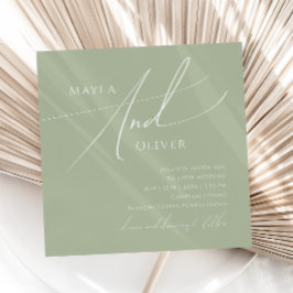 Convite Script Whimsical | Sage Green Square Wedding