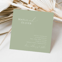 Convite Script Whimsical | Sage Green Square Wedding