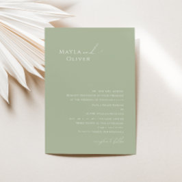 Convite Script Whimsical | Sage Green Traditional Wedding