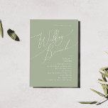 Convite Script Whimsical | Sage Green Wedch Brunch<br><div class="desc">Apresentando nossa impressionante escrita caprichosa | sage green casamento brunch convite perfeito para a sua simples celebração do boho primavera. Nosso elegante design inclui uma paleta de cores vibrante brilhante e pastel com um script de caligrafia quic vintage. Quer você prefira um estilo minimalista ou clássico, nosso produto editável exclusivo...</div>