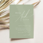 Convite Script Whimsical | Sage Green Wedding<br><div class="desc">Apresentando nossa impressionante escrita caprichosa | convite para casamento verde sábio perfeito para a sua simples celebração do primavera boho moderno. Nosso elegante design inclui uma paleta de cores vibrante brilhante e pastel com um script de caligrafia quic vintage. Quer você prefira um estilo minimalista ou clássico, nosso produto editável...</div>