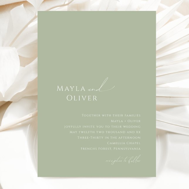 Convite Script Whimsical | Sage Monograma Foto Casamento (Criador carregado)