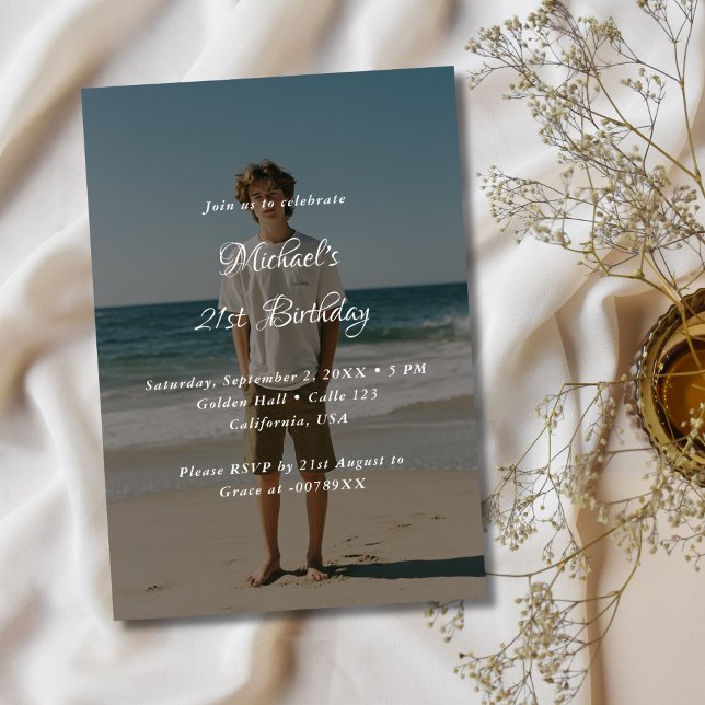 Convite Script Whimsy Qualquer aniversário de 21 anos de s (Criador carregado)