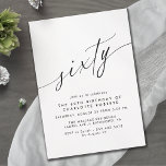 Convite Scripts Delicados - Simples Preto e Branco 60º Ani<br><div class="desc">Elegante e simplista convites para 60 anos com título "60" de texto em um roteiro manuscrito. Fonte preta sobre um fundo branco.</div>