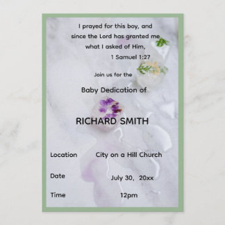Convite Scripture Verse Boy Baby Dedication Invitation