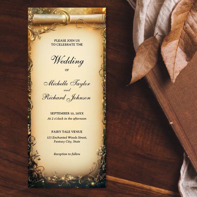 Convite Scroll de Casamento de Fadas de Florestas Encantad (enchanted forest scroll wedding invitation)