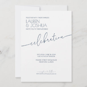 Convite Sea Blue ・ Casamento de Script Minimalista Moderno
