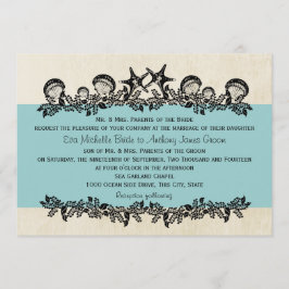 Convite Sea Garland Aqua Wedding