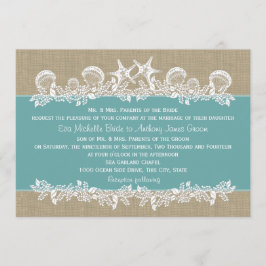 Convite Sea Garland Teal Wedding