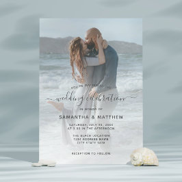 Convite Sea Glass Dusty Blue Casal Foto de praia Casamento