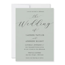 Sea Glass Green Script Elegante Modern Weding