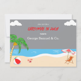 Convite Sea Side Christmas in July Custom Name Log & Text
