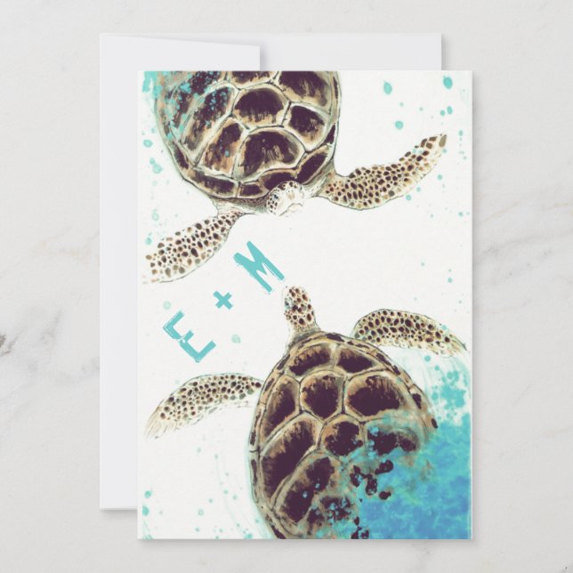 Convite © Sea Turtle Love Aquarium Invitation (Frente)